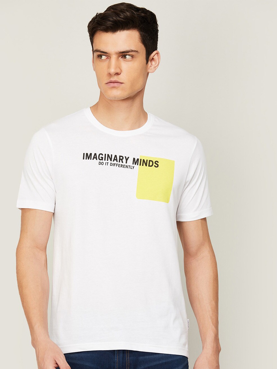 

Fame Forever by Lifestyle Men White Typography Printed Cotton T-shirt