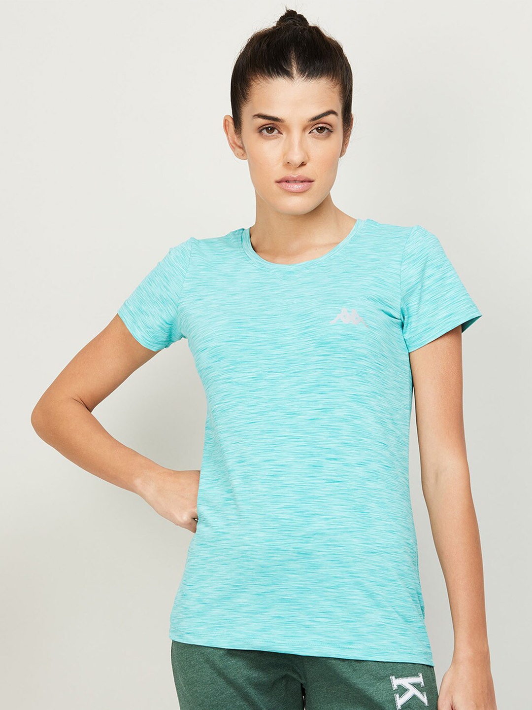 

Kappa Women Sea Green Solid T-shirt