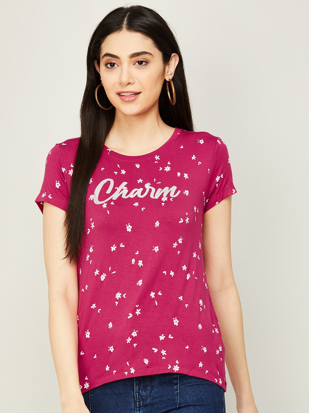 

Fame Forever by Lifestyle Red Print Pure Cotton Top
