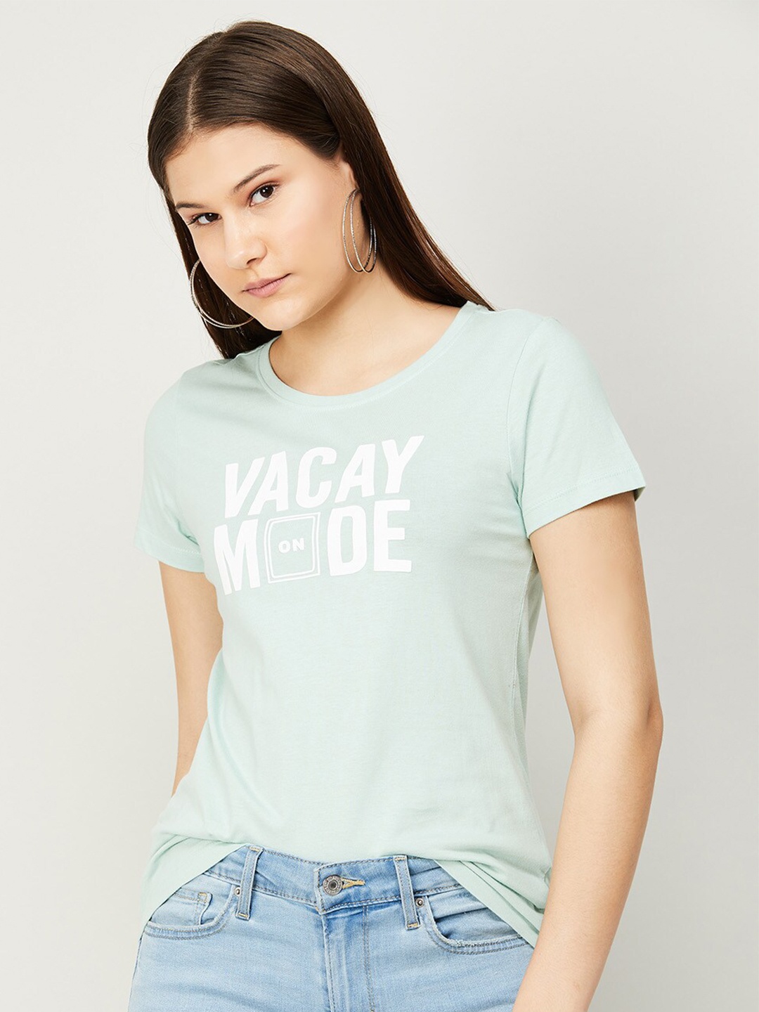 

Fame Forever by Lifestyle Green Printed Pure Cotton Top