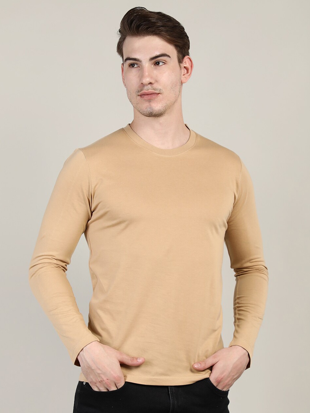 

Plagg Men Coffee Brown Cotton T-shirt