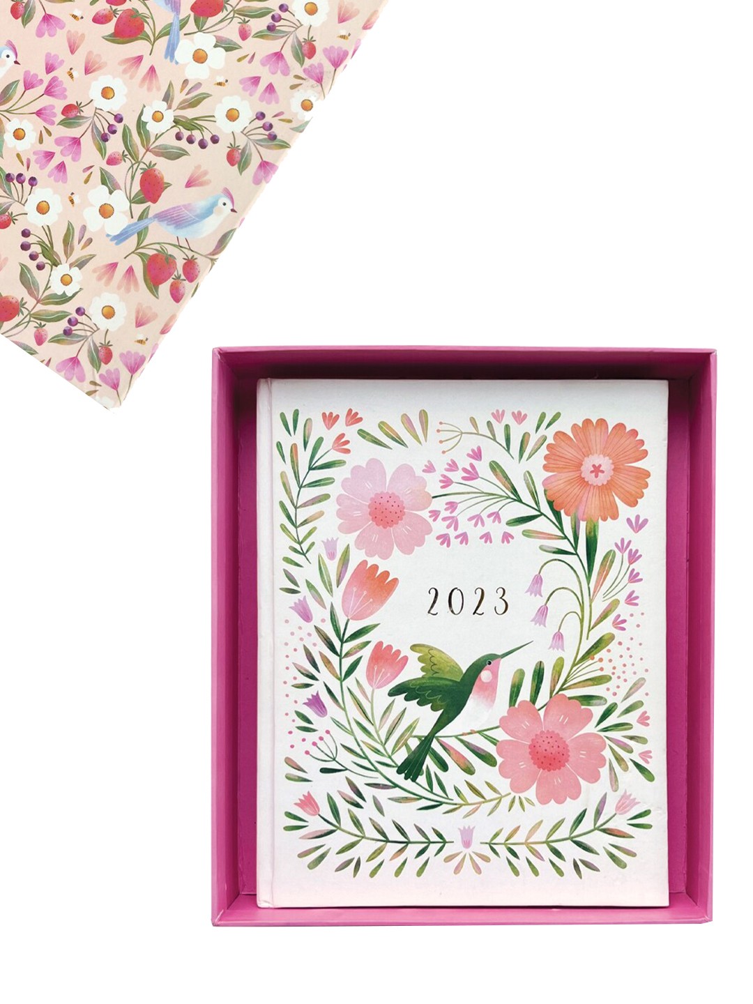 

happywagon White & Pink Printed Hummingbird Vines Hardbound Planner