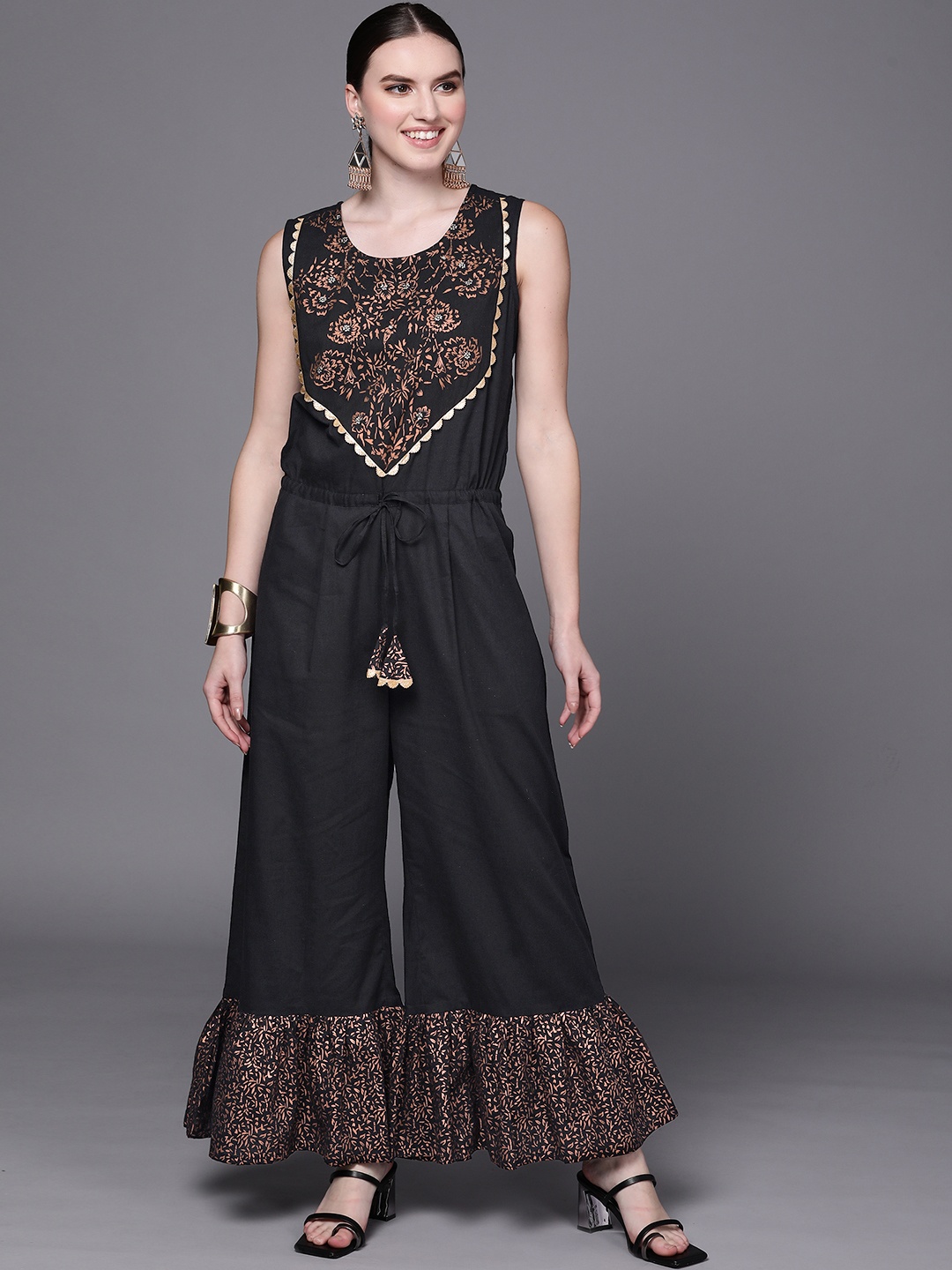 

Ahalyaa Women Black Printed Basic Jumpsuit