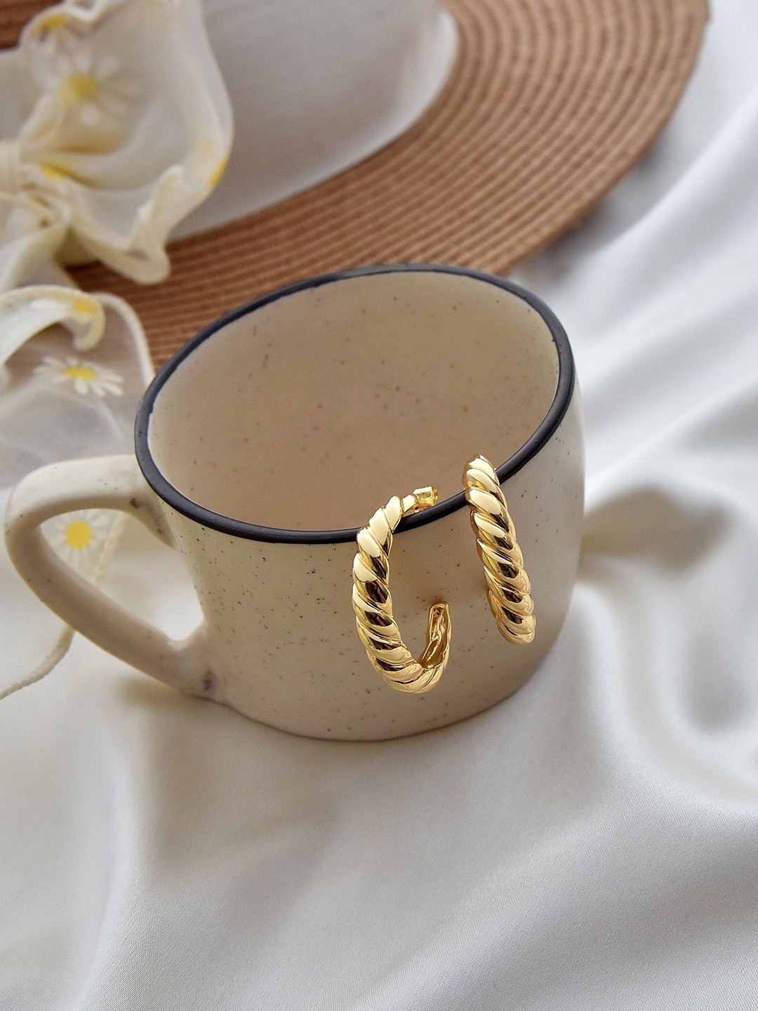 

Klissaa Gold-Toned Contemporary Half Hoop Earrings