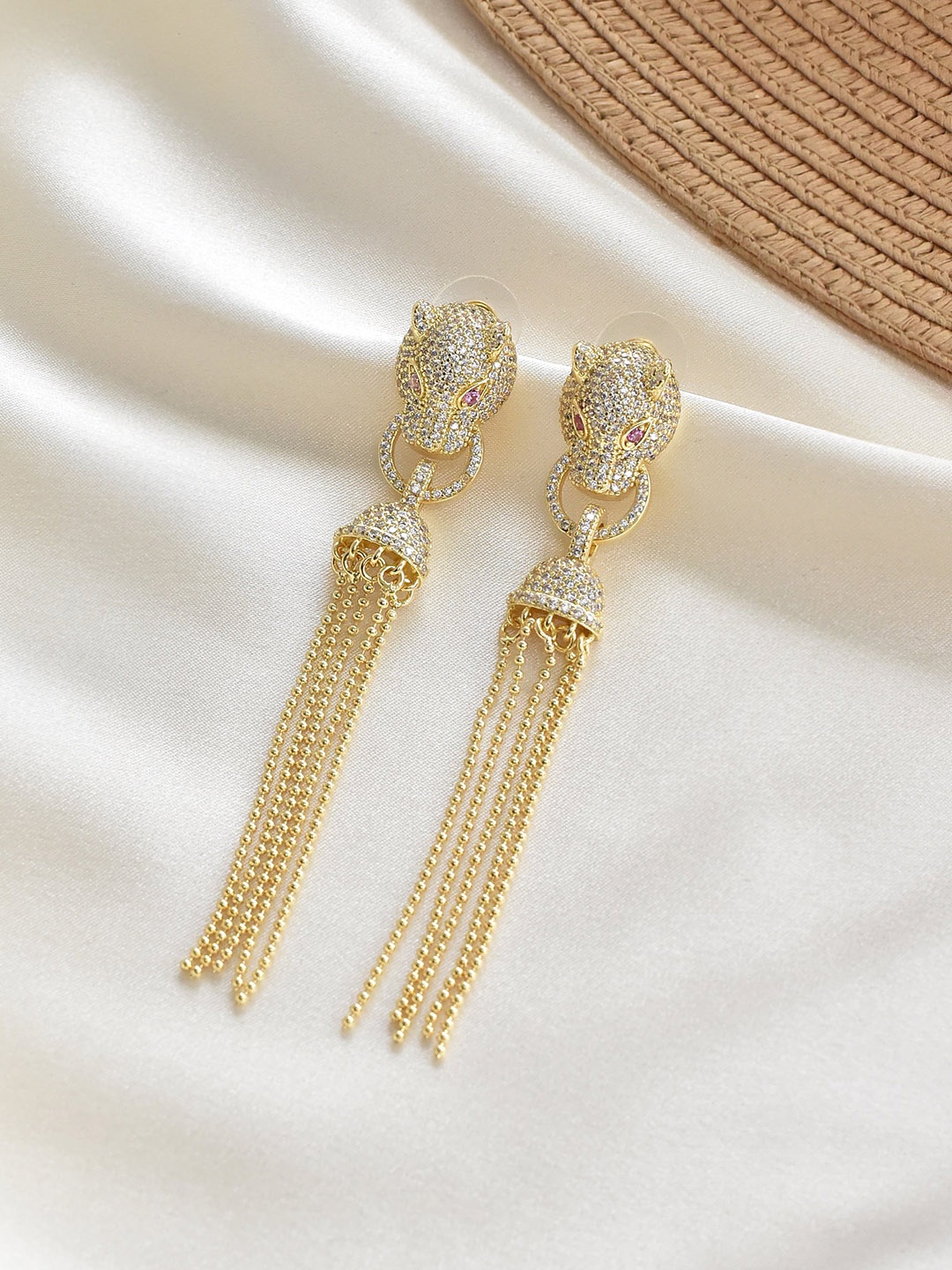 

Klissaa Gold-Toned Contemporary Drop Earrings