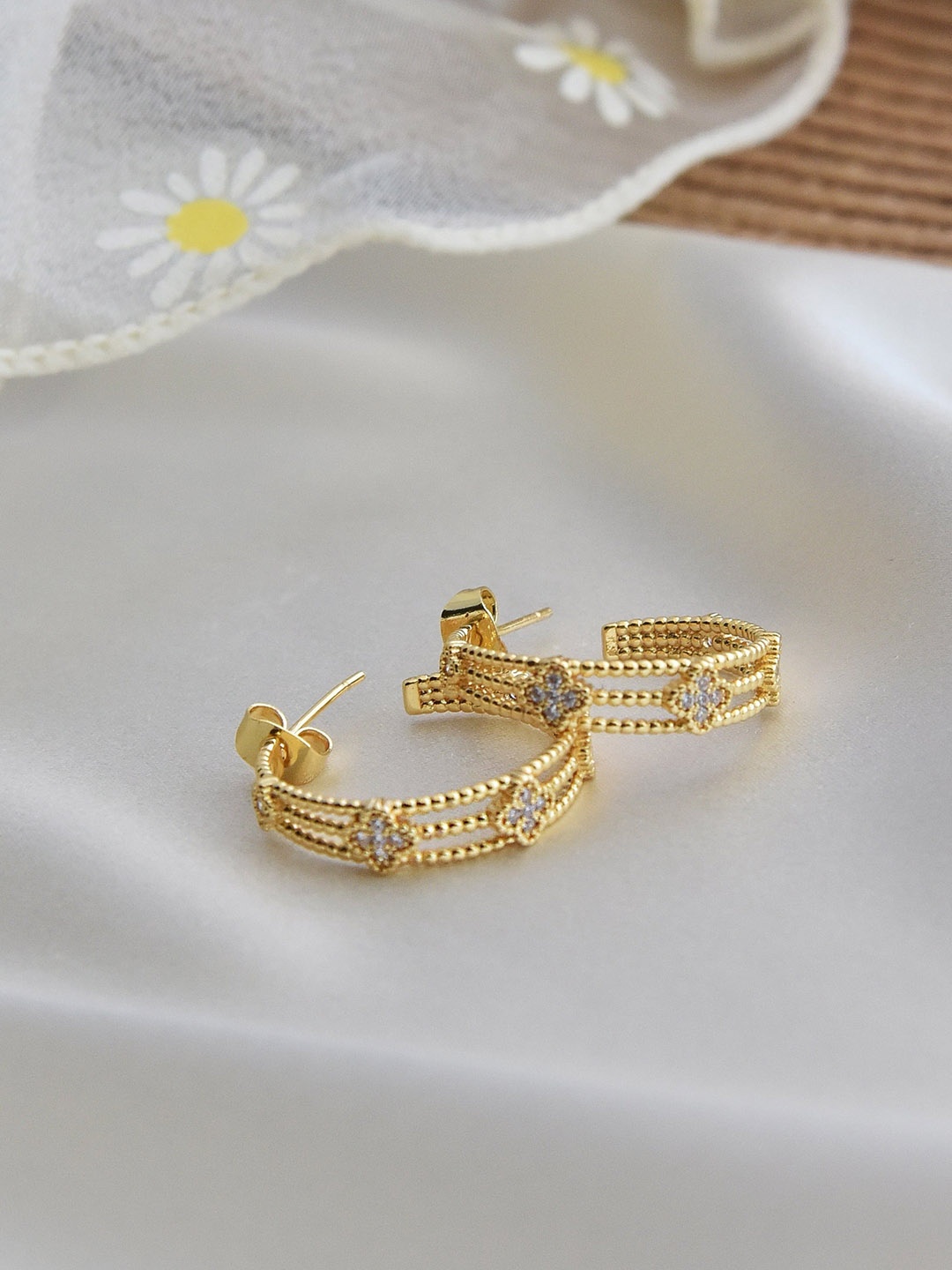 

Klissaa Gold-Toned Contemporary Half Hoop Earrings