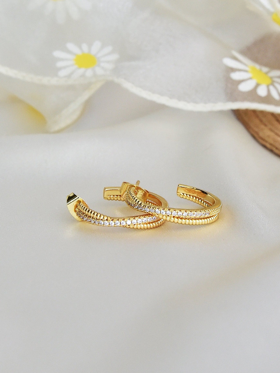 

Klissaa Gold-Toned Contemporary Half Hoop Earrings