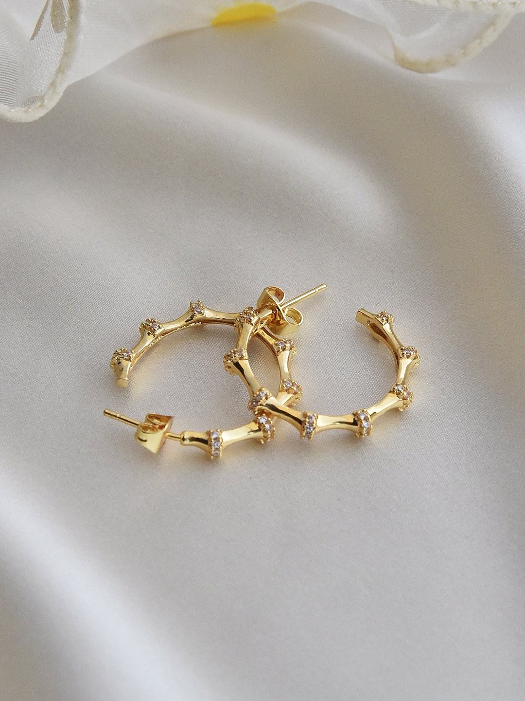 

Klissaa Gold-Toned Contemporary Half Hoop Earrings