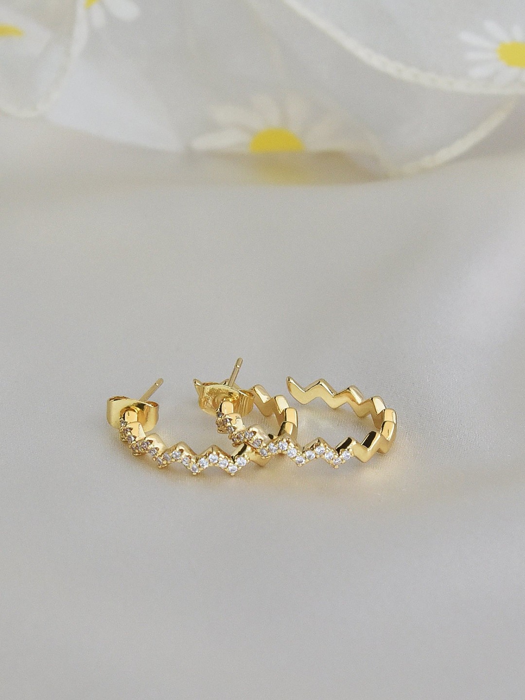 

Klissaa Gold-Toned Contemporary Half Hoop Earrings