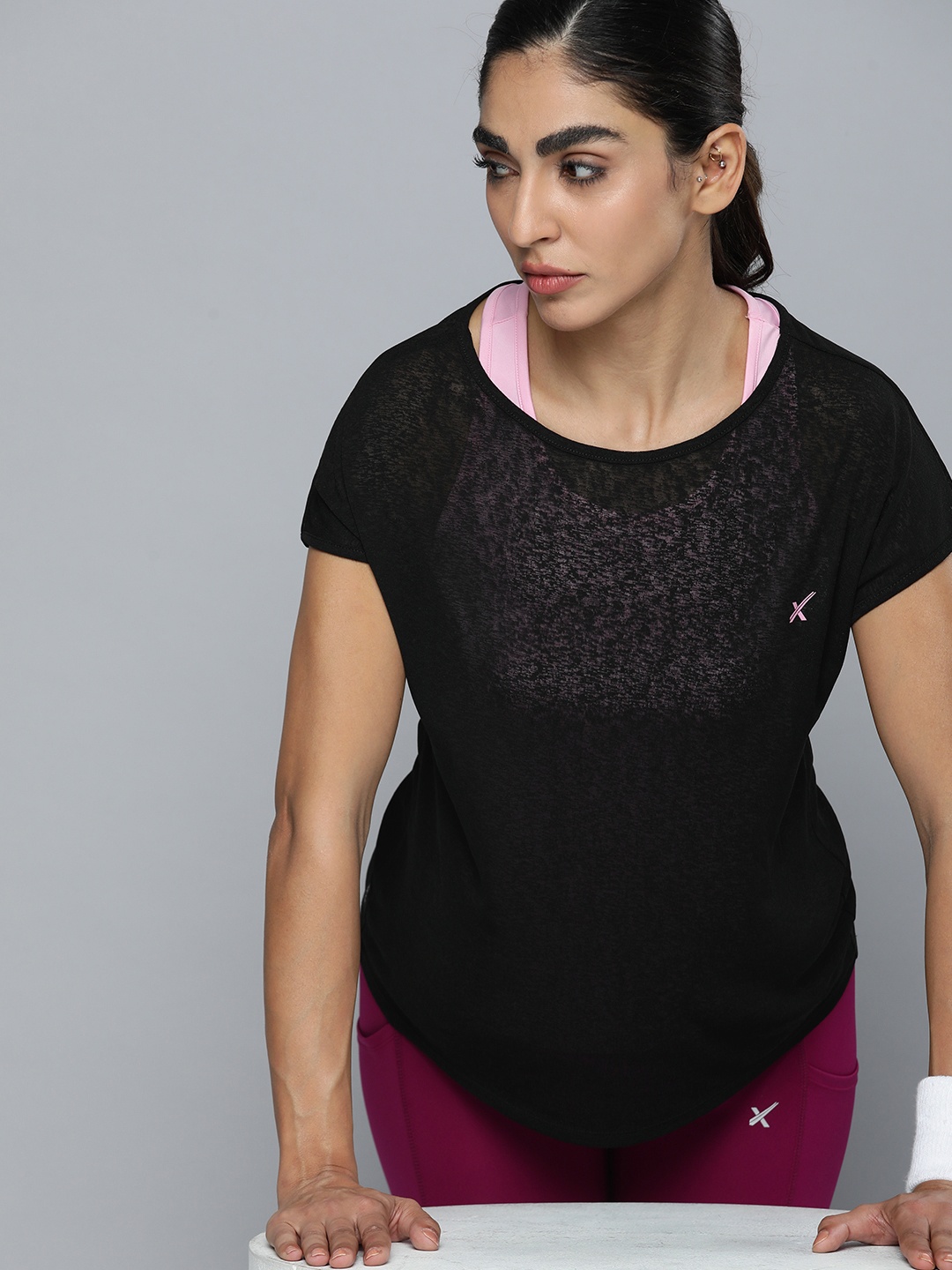 

HRX by Hrithik Roshan Women Black & Pink Pack of 2 Rapid-Dry Training T-shirt