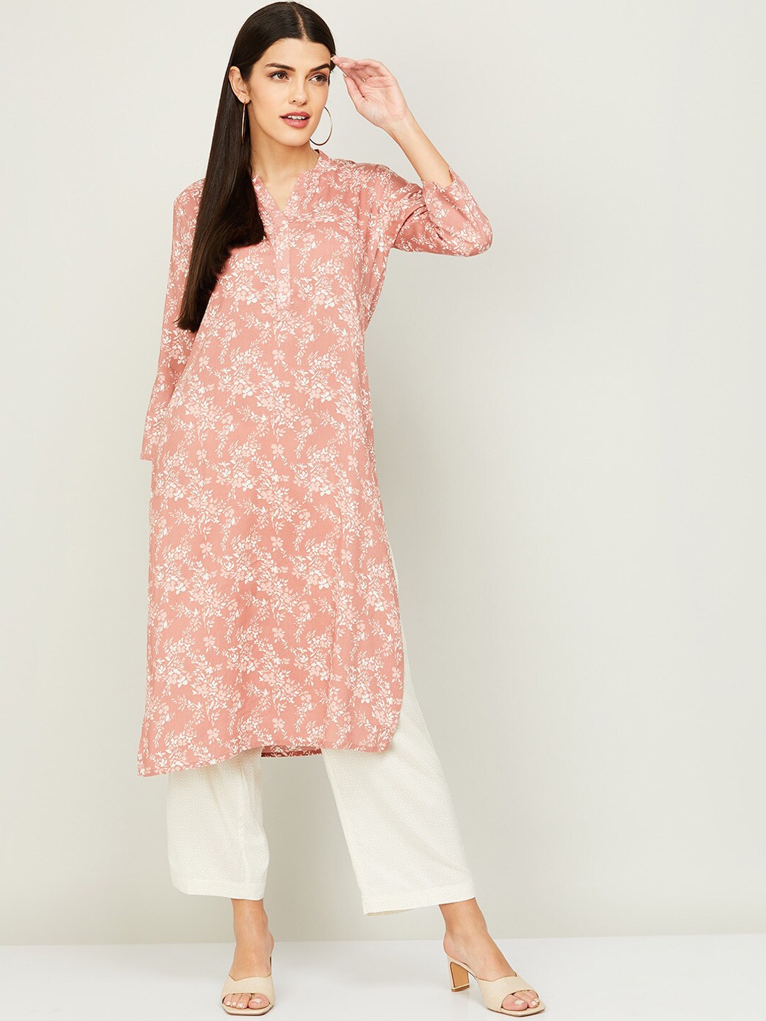 

Melange by Lifestyle Women Pink Floral Printed Kurta