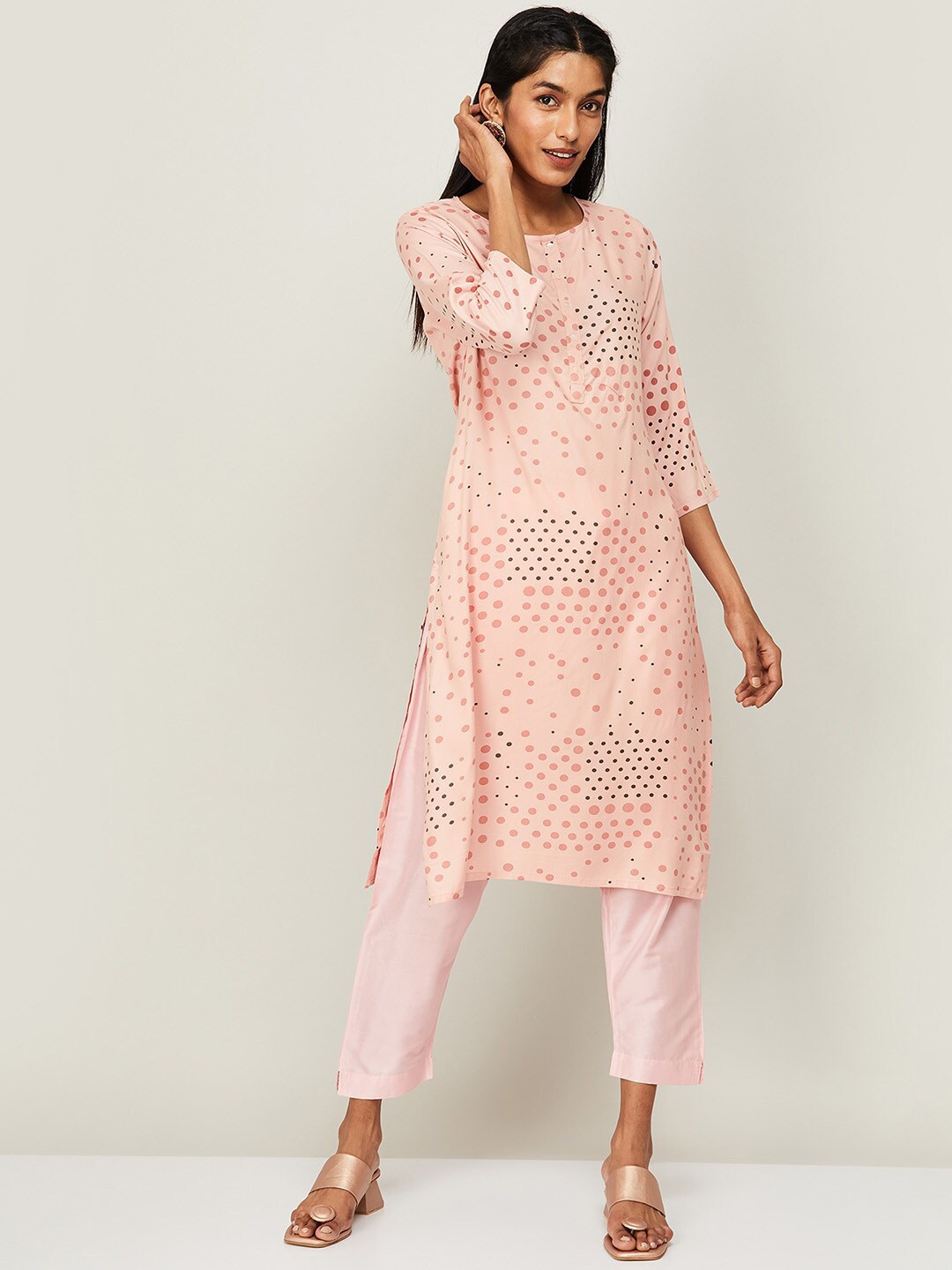 

Melange by Lifestyle Women Pink Printed Kurta