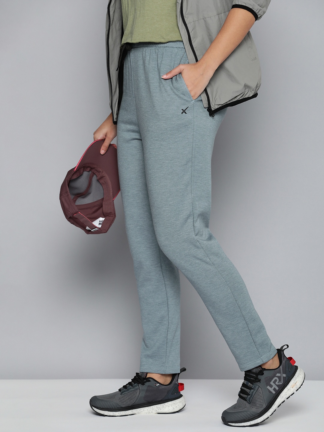 

HRX By Hrithik Roshan Women Logo Printed Contrast Drawstring Track Pants, Teal
