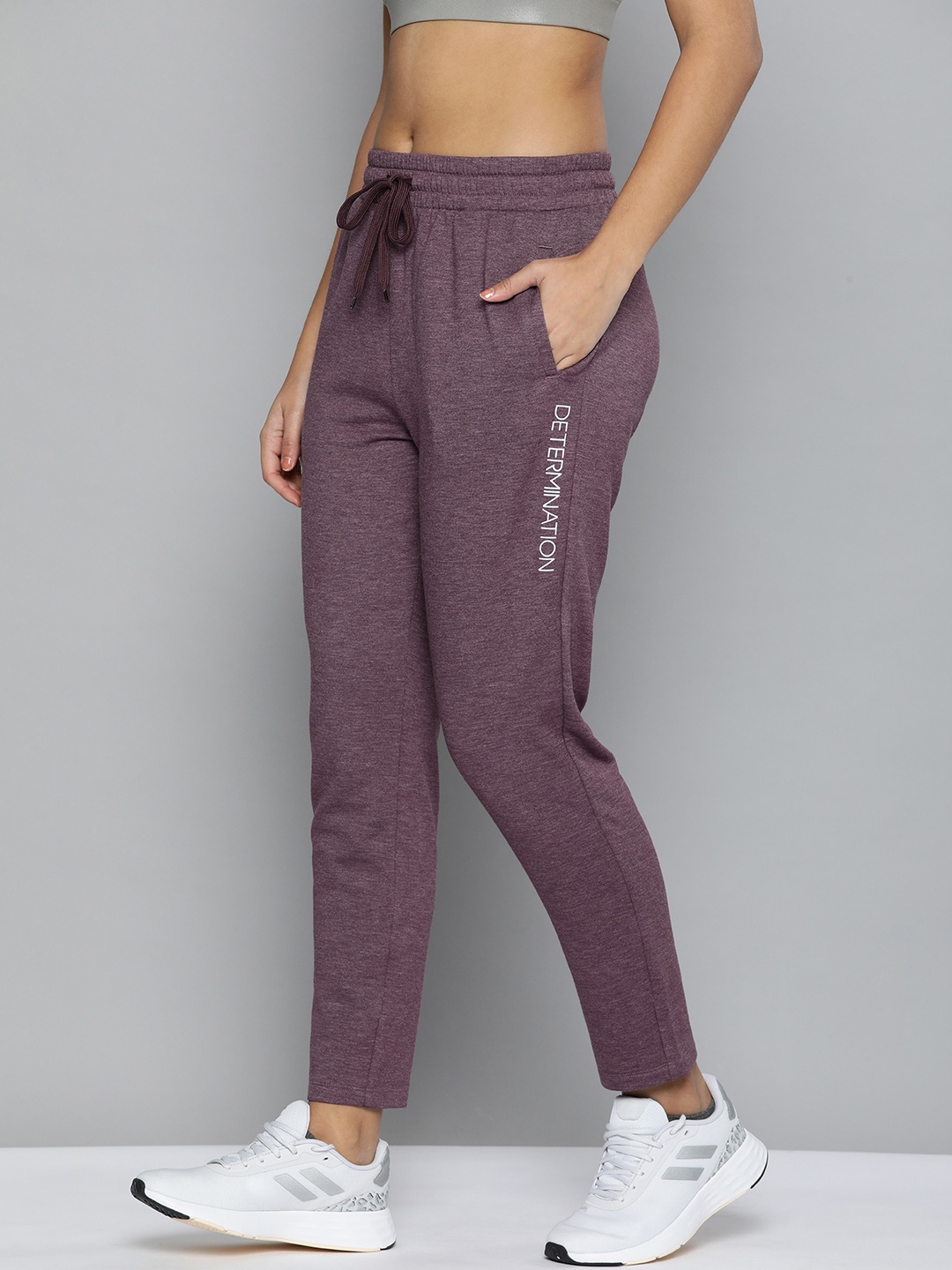 

HRX By Hrithik Roshan Women Mauve Printed Detail Fig Heather Track Pants