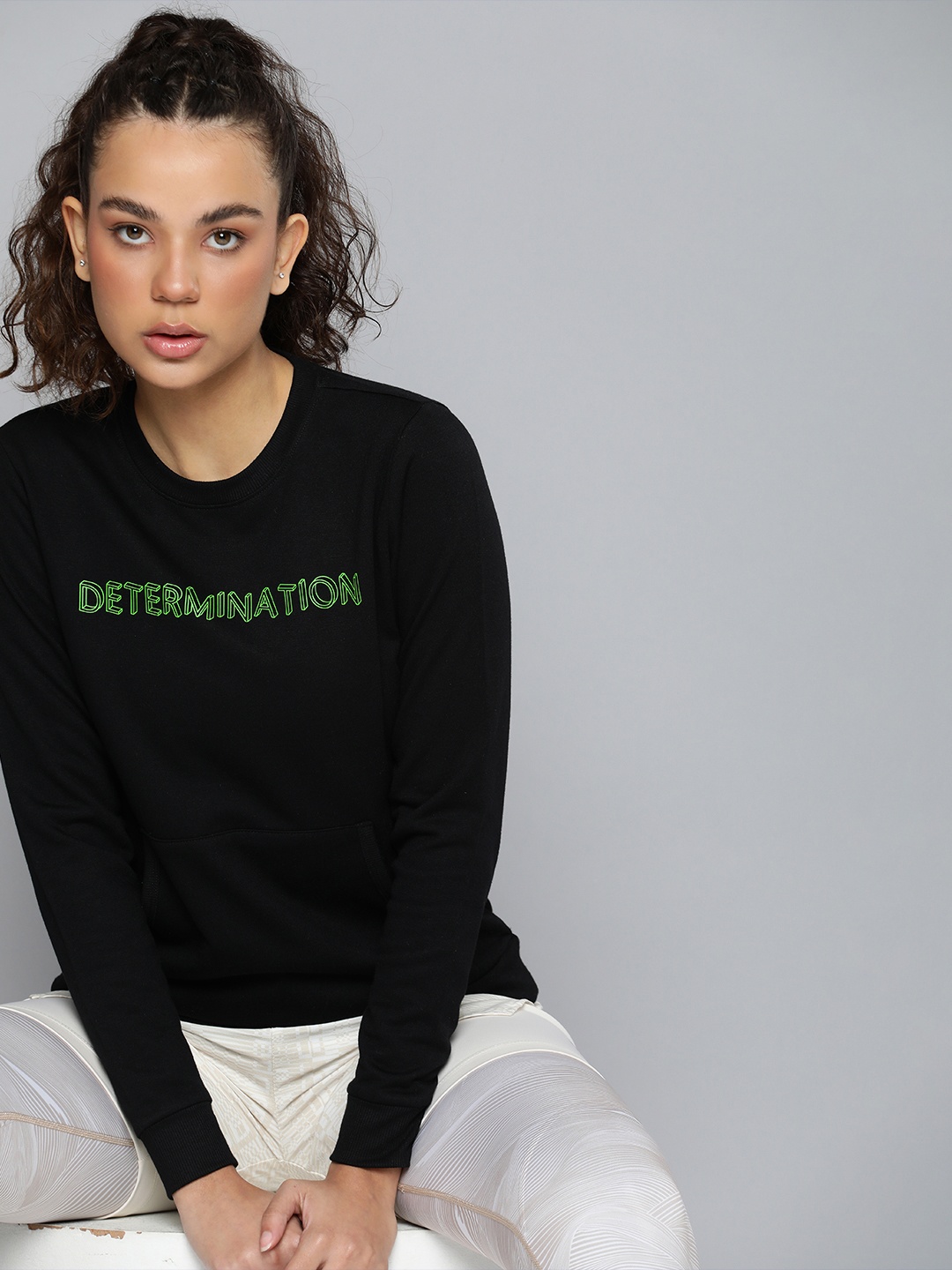 

HRX by Hrithik Roshan Women Black Typography Printed Sweatshirt