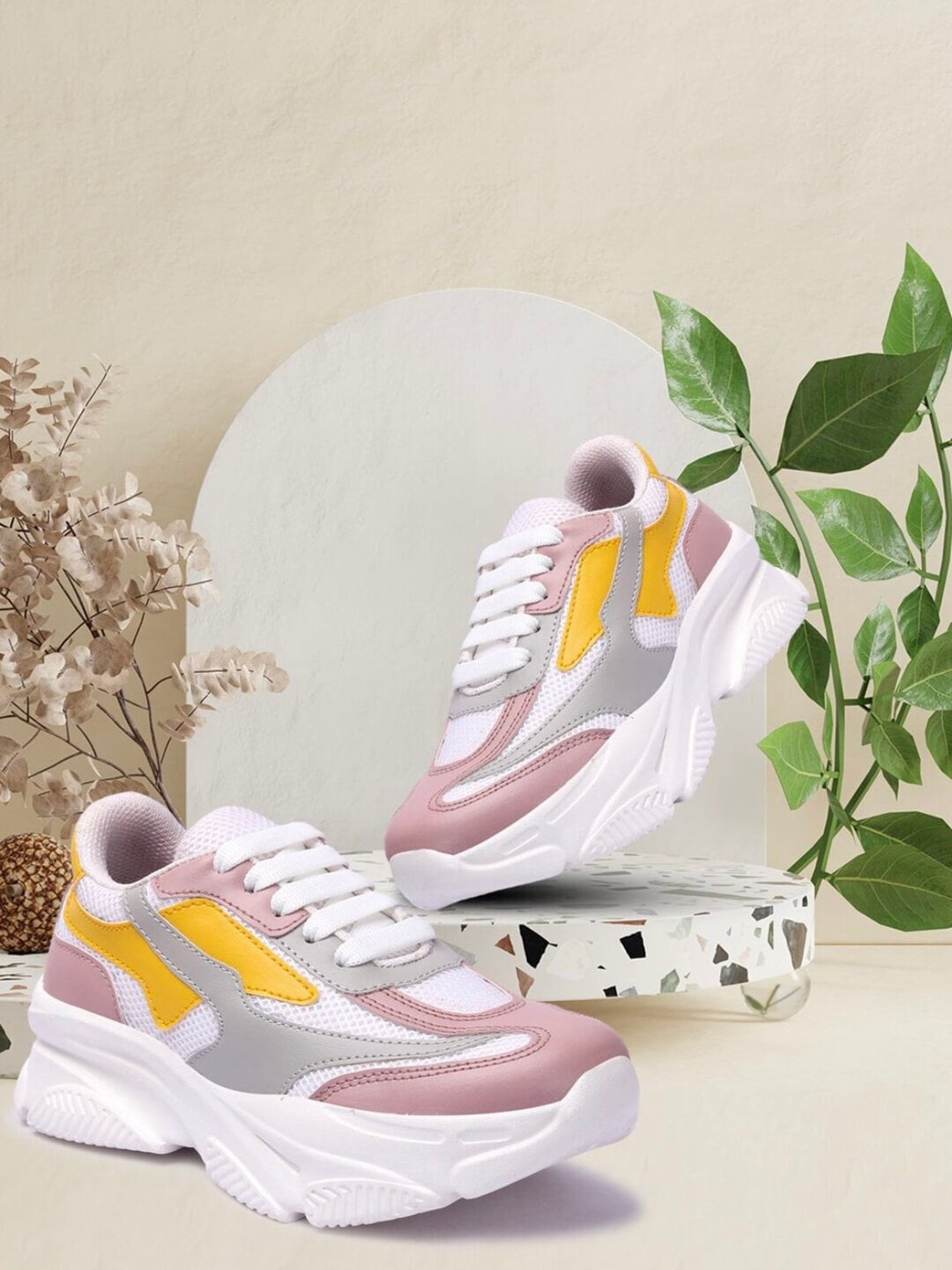 

HASTEN Women White Woven Design Sneakers