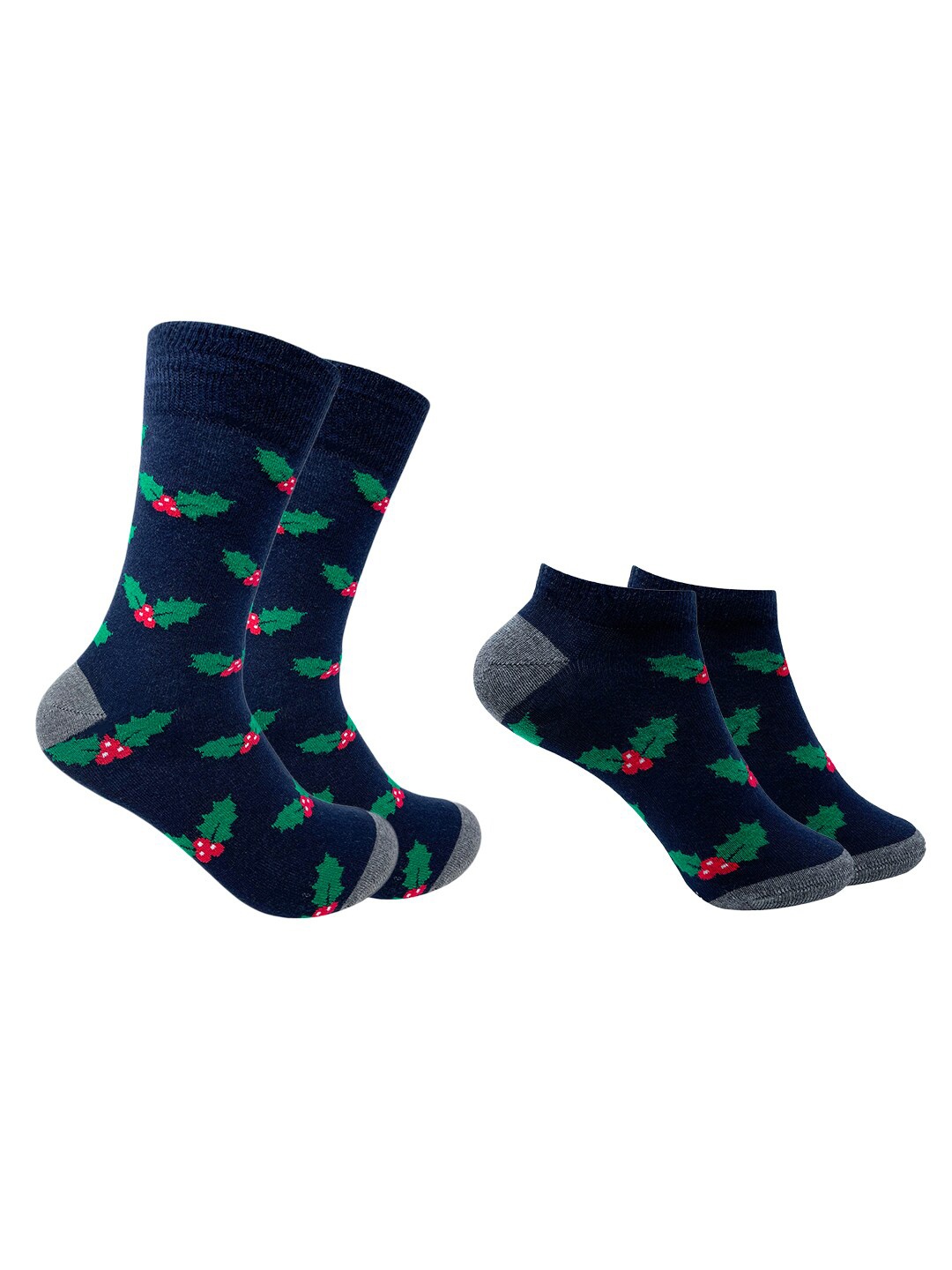 

Mint & Oak Pack Of 2 Navy Blue Patterned Ankle & Calf Length Socks