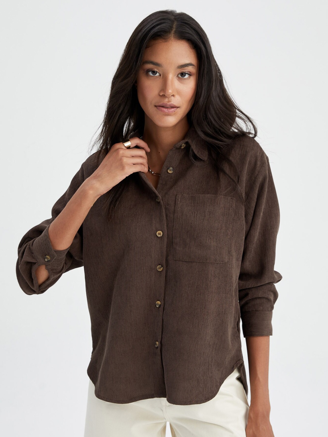 

DeFacto Women Brown Casual Shirt