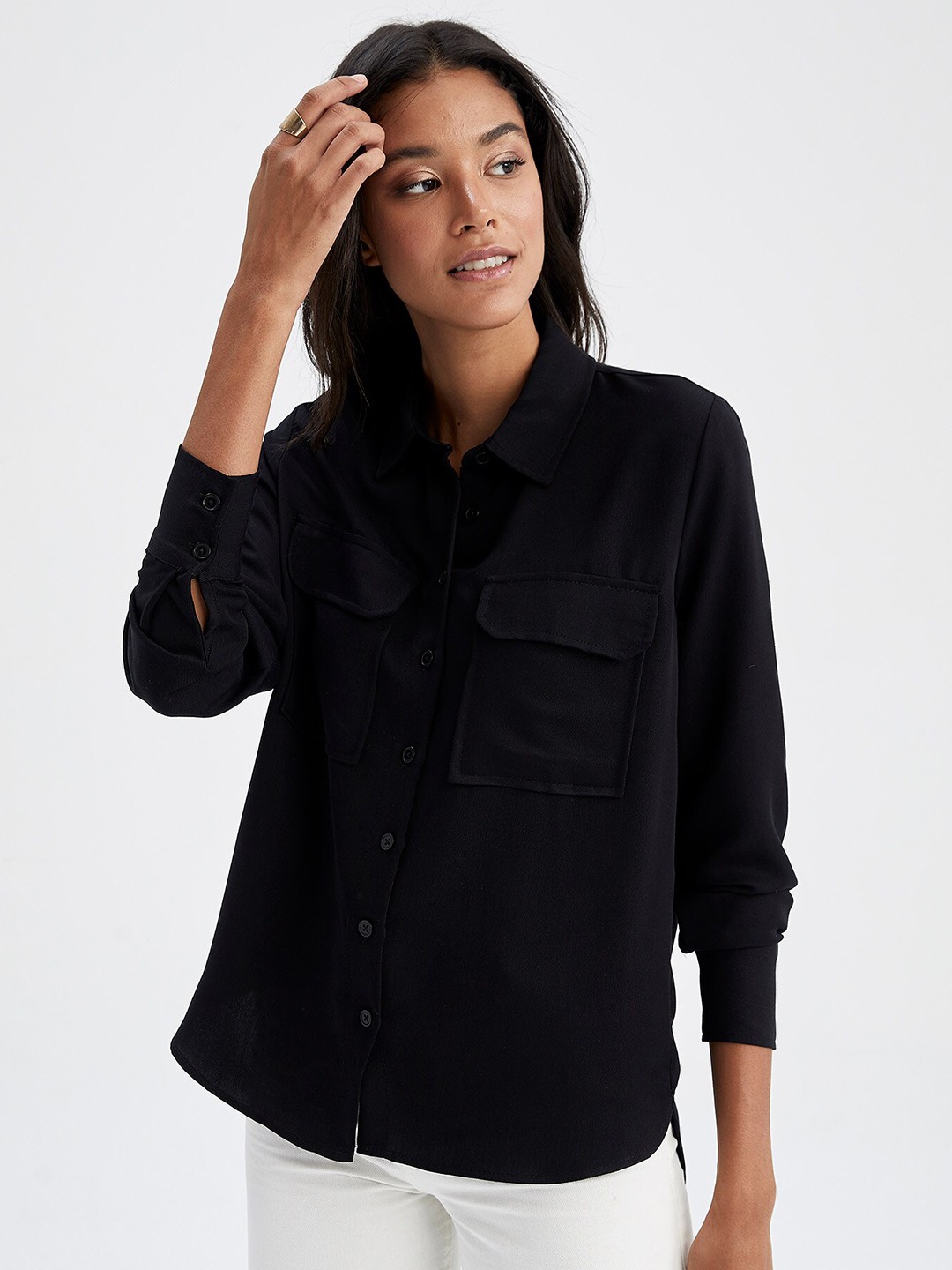 

DeFacto Women Black Casual Shirt