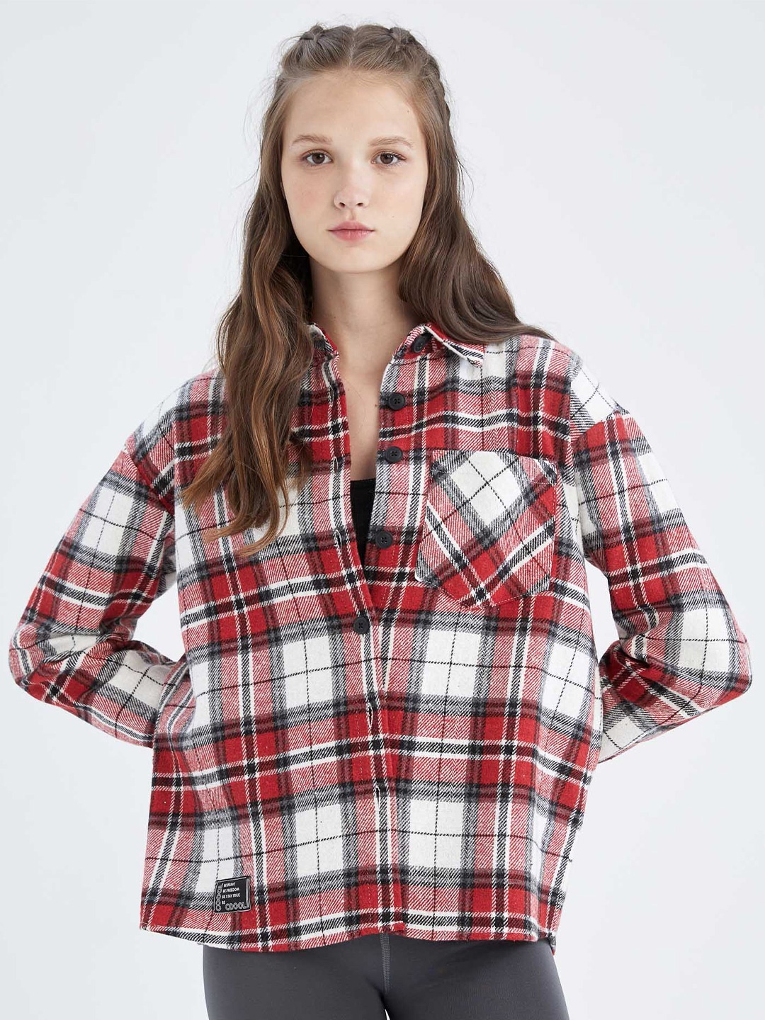 

DeFacto Women Red Tartan Checked Casual Shirt