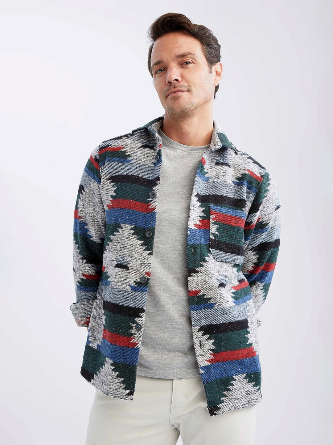 

DeFacto Men Red Printed Casual Shirt
