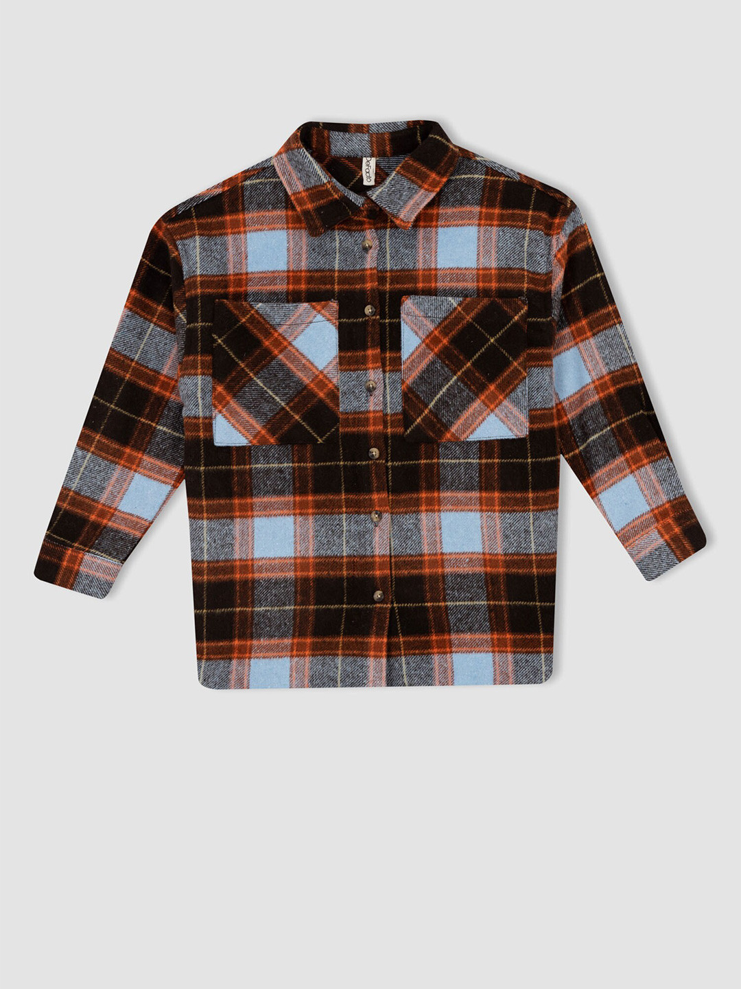 

DeFacto Girls Brown Tartan Checks Checked Casual Shirt