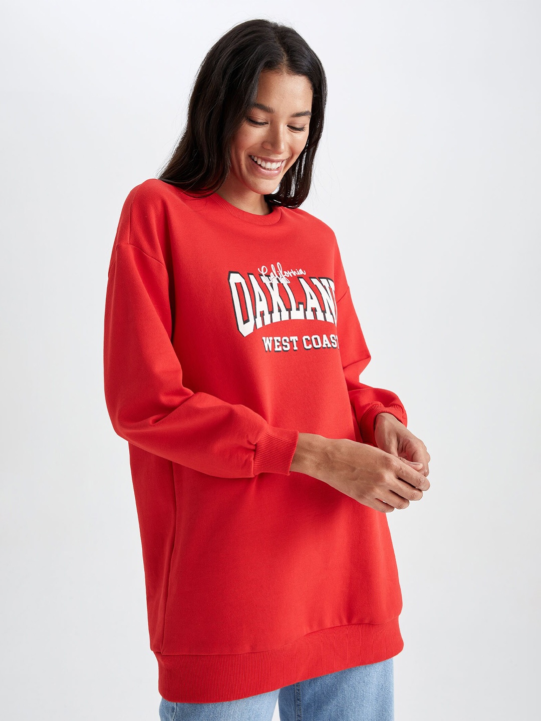 

DeFacto Women Red Typography Printed Pullover