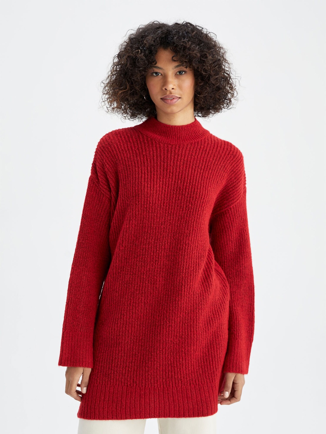 

DeFacto Women Red Striped Longline Pullover