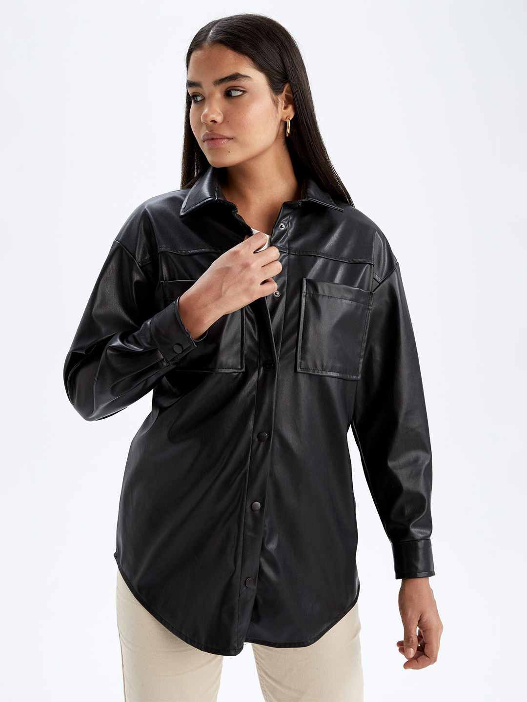 

DeFacto Women Black Casual Shirt
