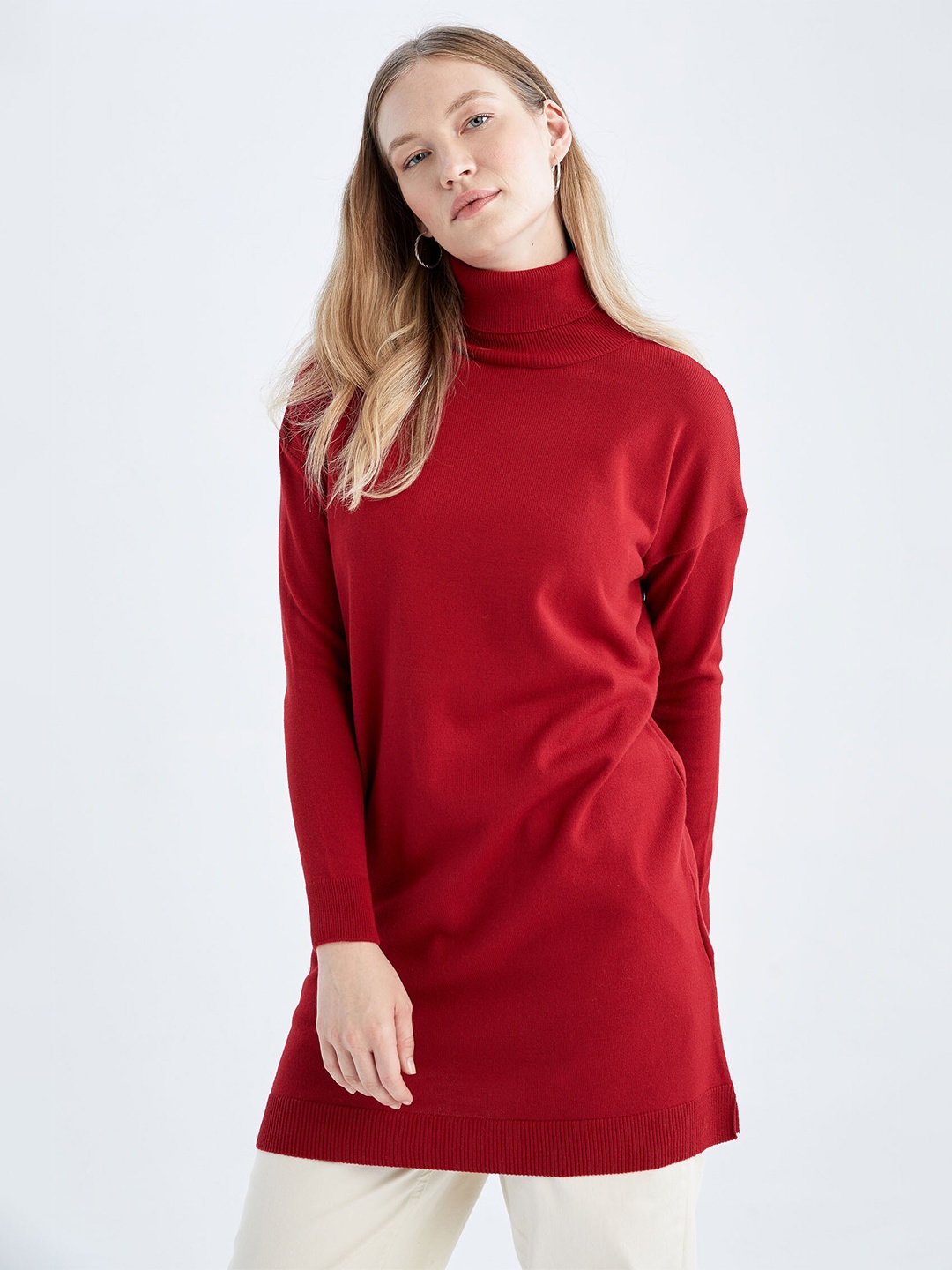 

DeFacto Women Red Longline Pullover