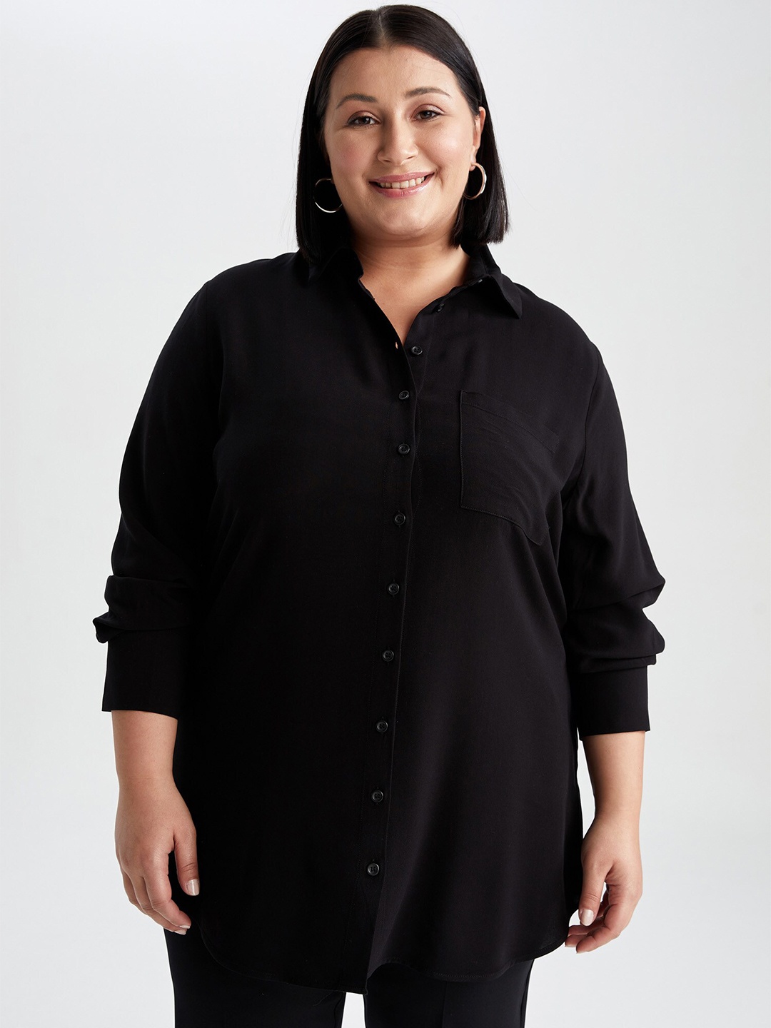 

DeFacto Women Plus Size Black Casual Shirt