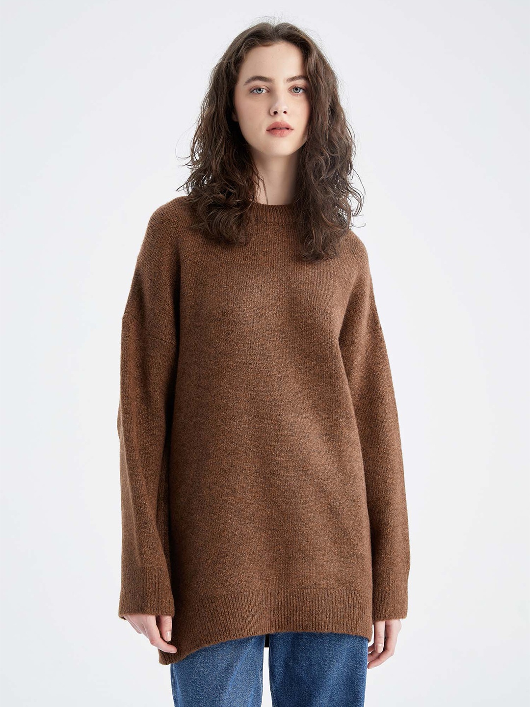 

DeFacto Women Brown Longline Pullover