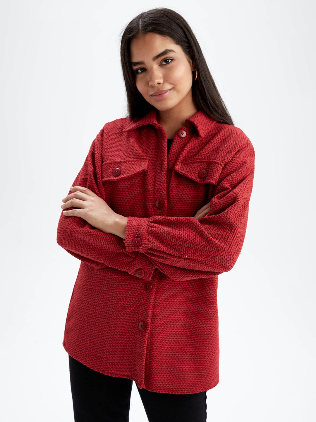 

DeFacto Women Red Casual Shirt