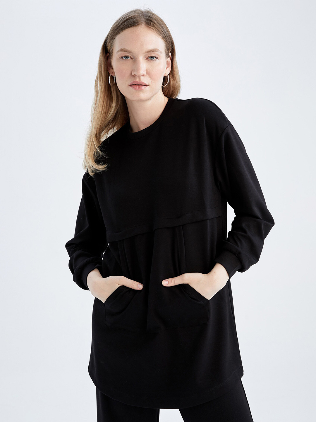 

DeFacto Women Black Longline Pullover