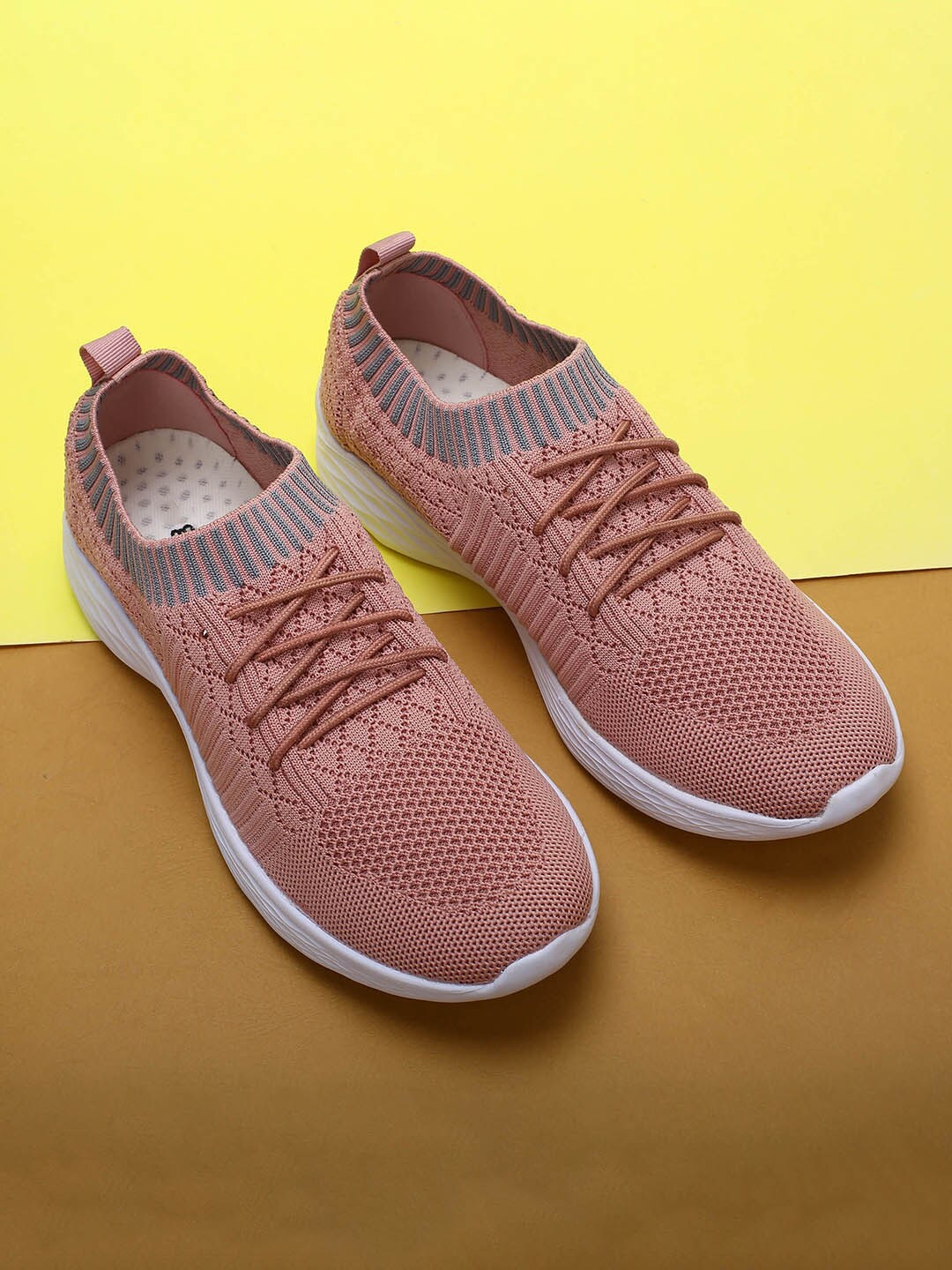 

Ginger by Lifestyle Women Pink Woven Design PU Sneakers