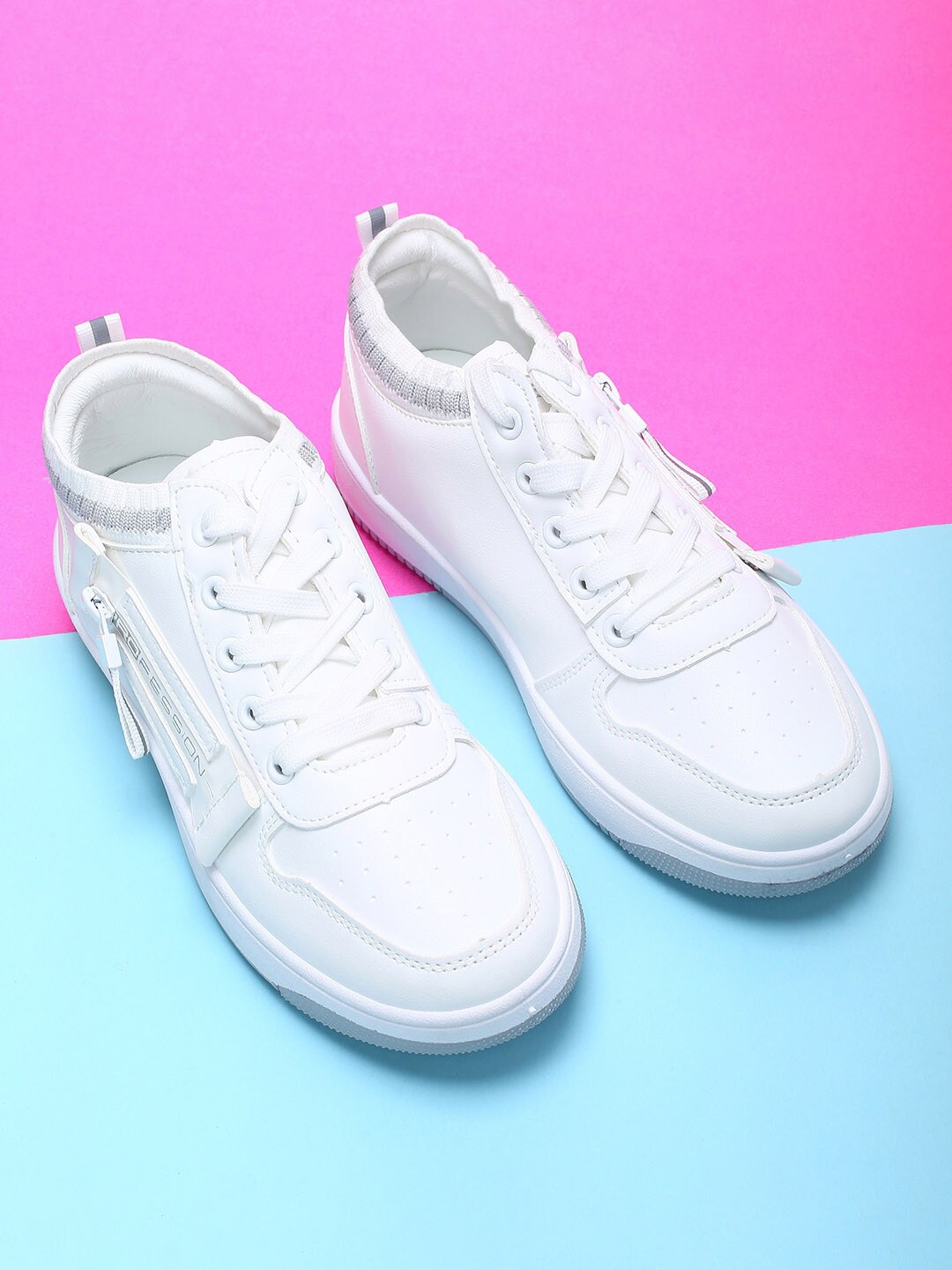 

Ginger by Lifestyle Women White Perforations Lace Up Sneakers