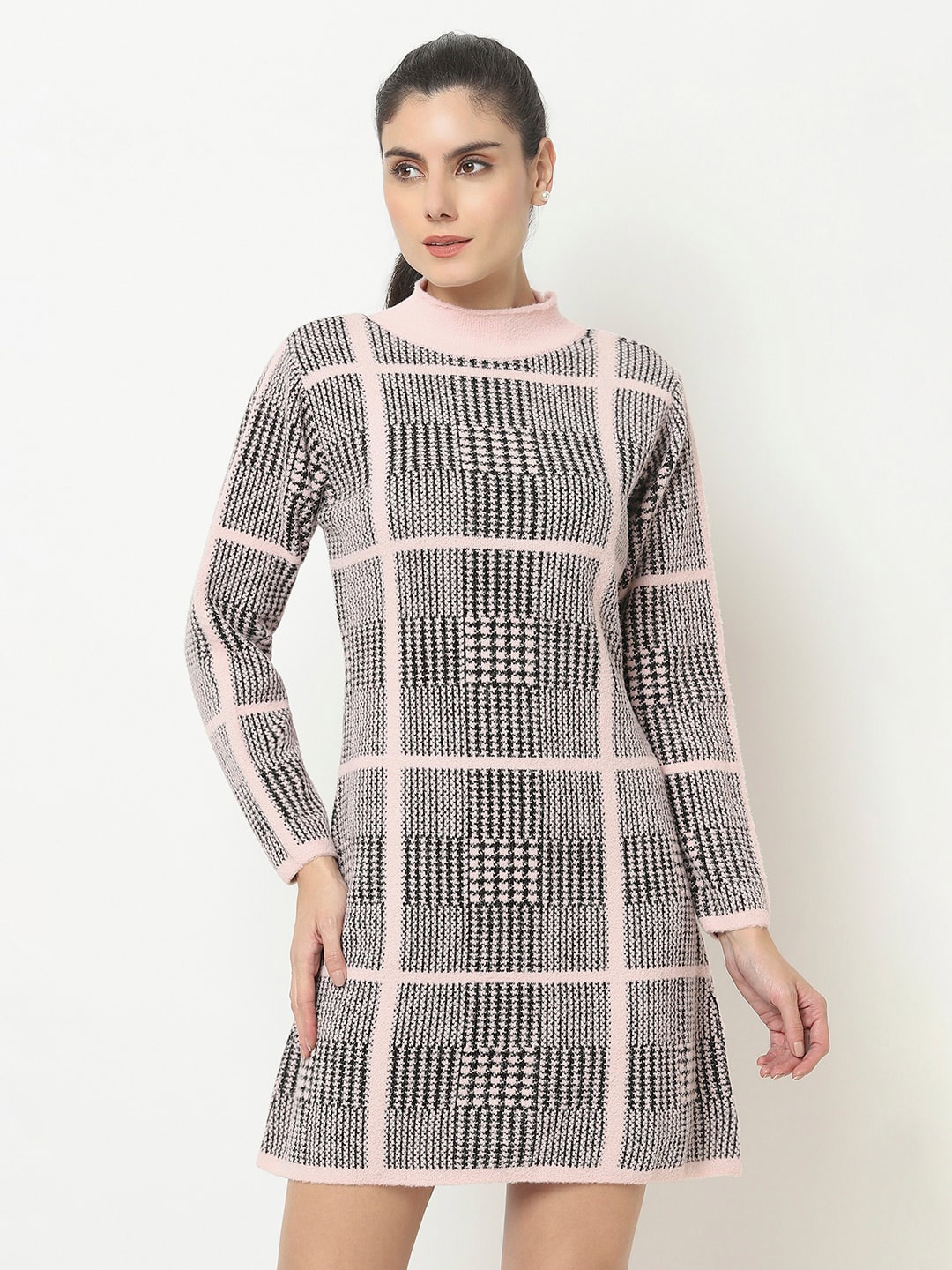 

Knitstudio Pink & Grey Checked Sweater Dress