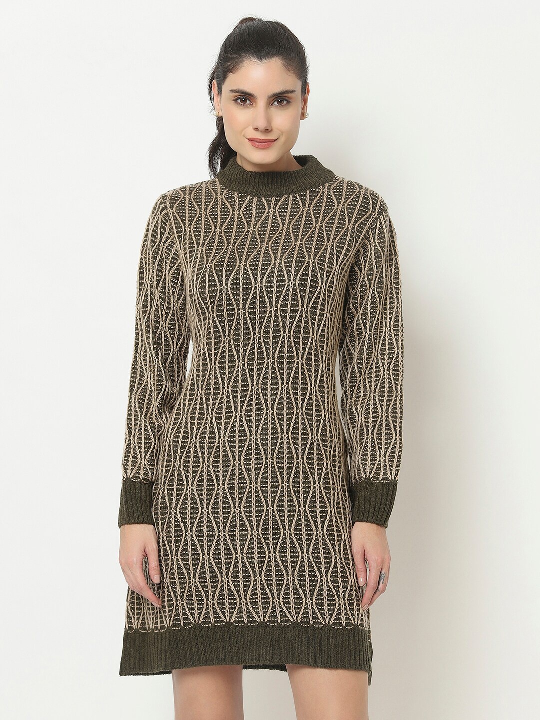 

Knitstudio Olive Green & Beige Jumper Dress