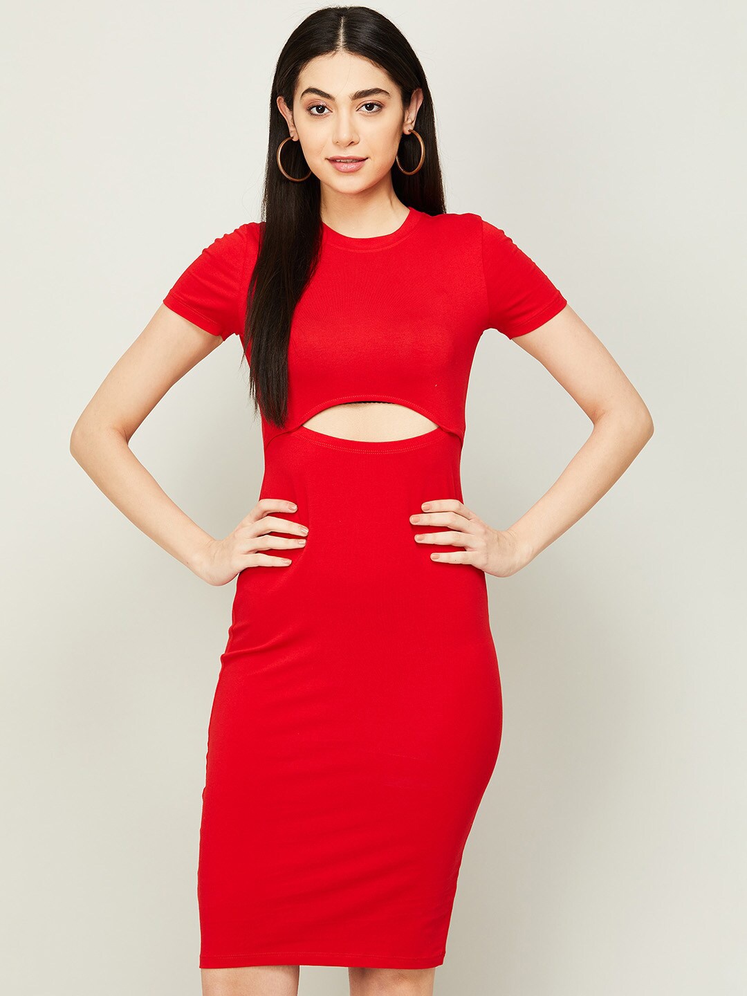 

Ginger by Lifestyle Red Solid Bodycon Dress