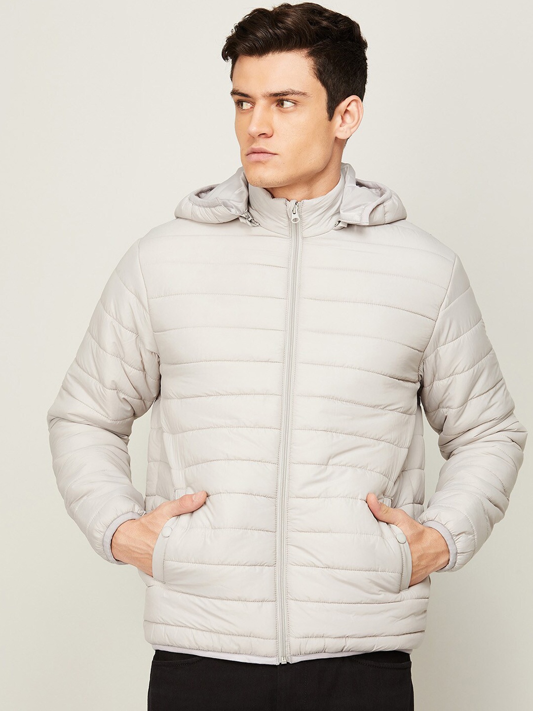 

Fame Forever by Lifestyle Men Grey Lightweight Solid Padded Jacket