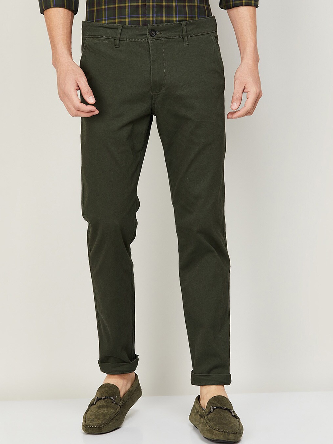 

CODE by Lifestyle Men Olive Green Slim Fit Chinos Trouser