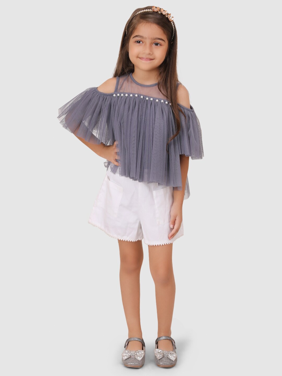 

Jelly Jones Grey Ruffles Net Top