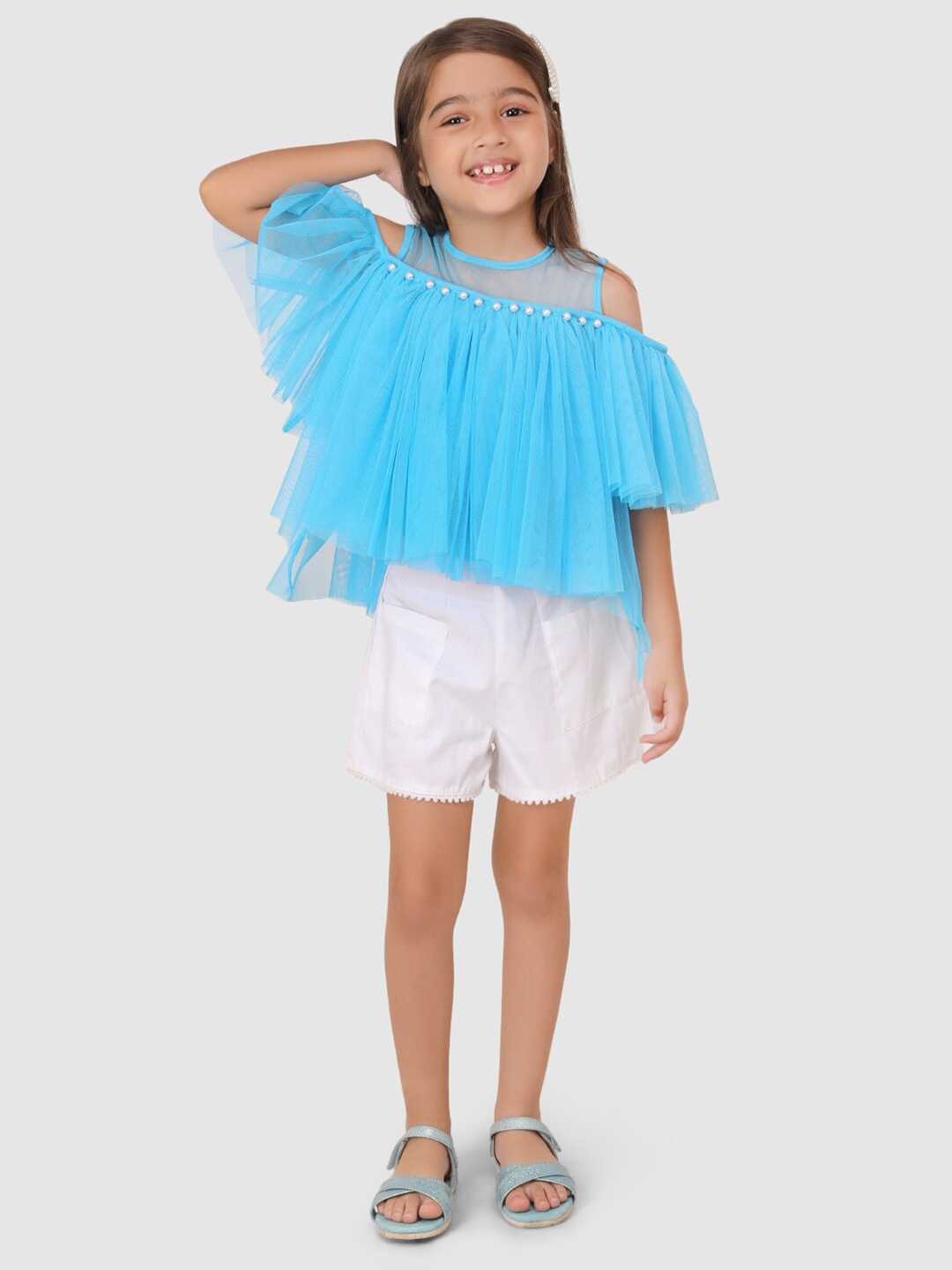 

Jelly Jones Blue Ruffles Net Top