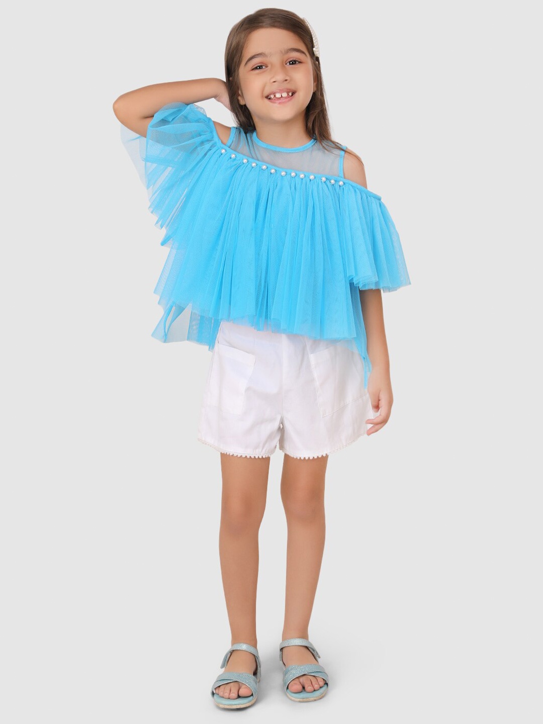 

Jelly Jones Blue Ruffles Net Top