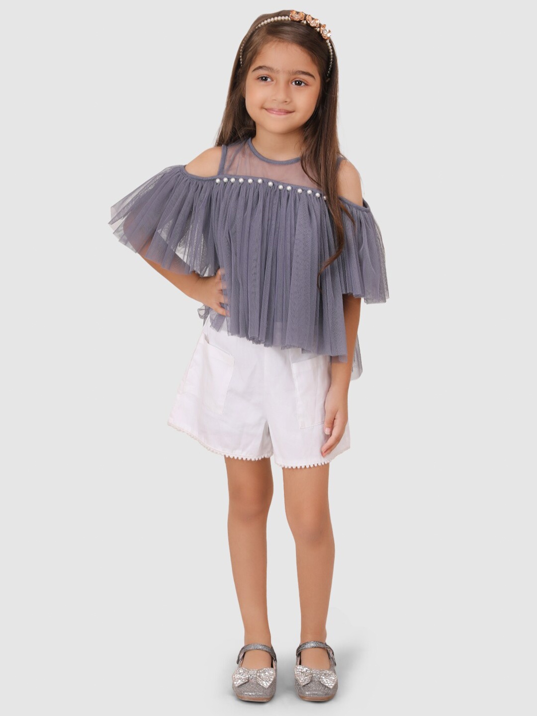 

Jelly Jones Grey Ruffles Net Top