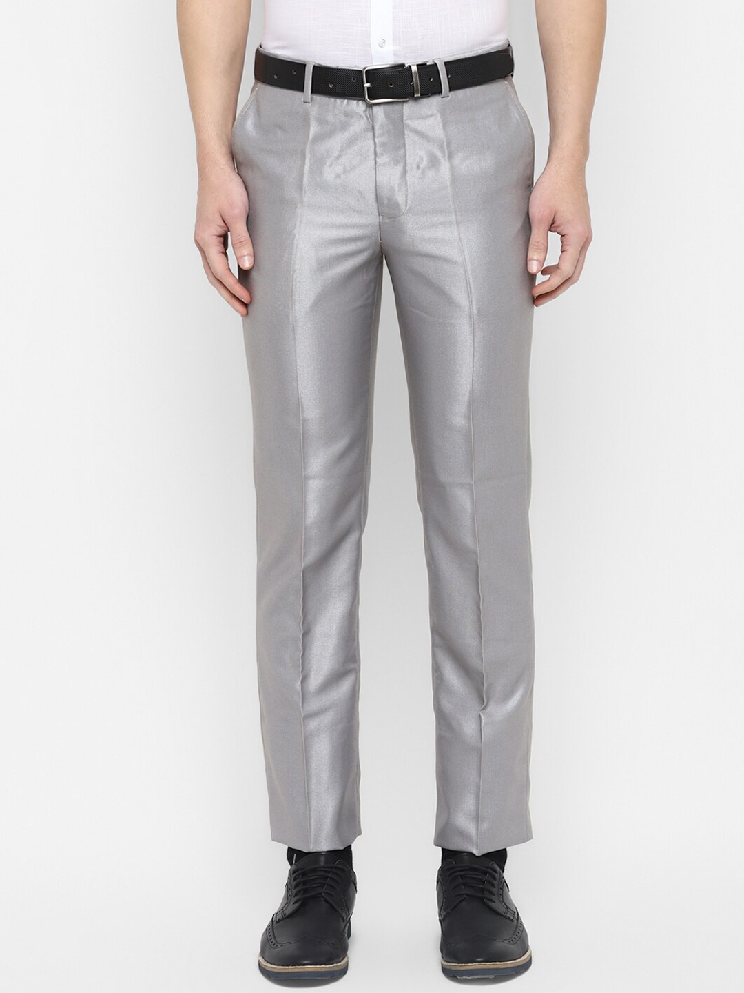 

Turtle Men Silver-Toned Tailored Slim Fit Trousers