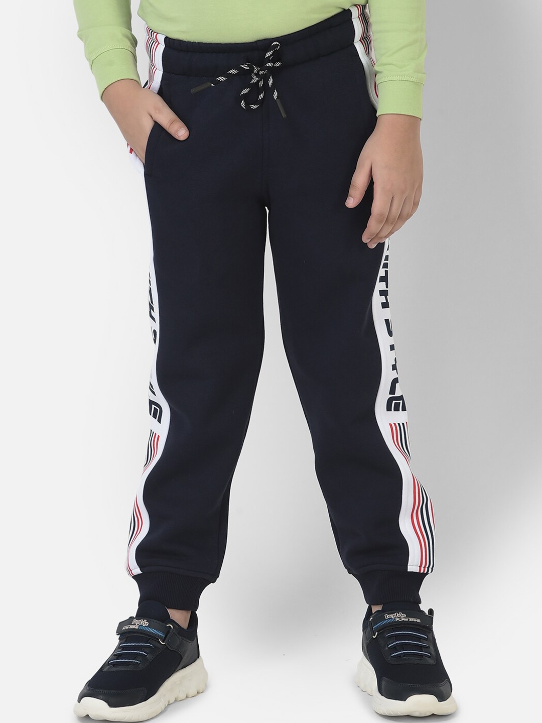 Crimsoune Club Boys Navy Blue Relaxed Joggers Trousers