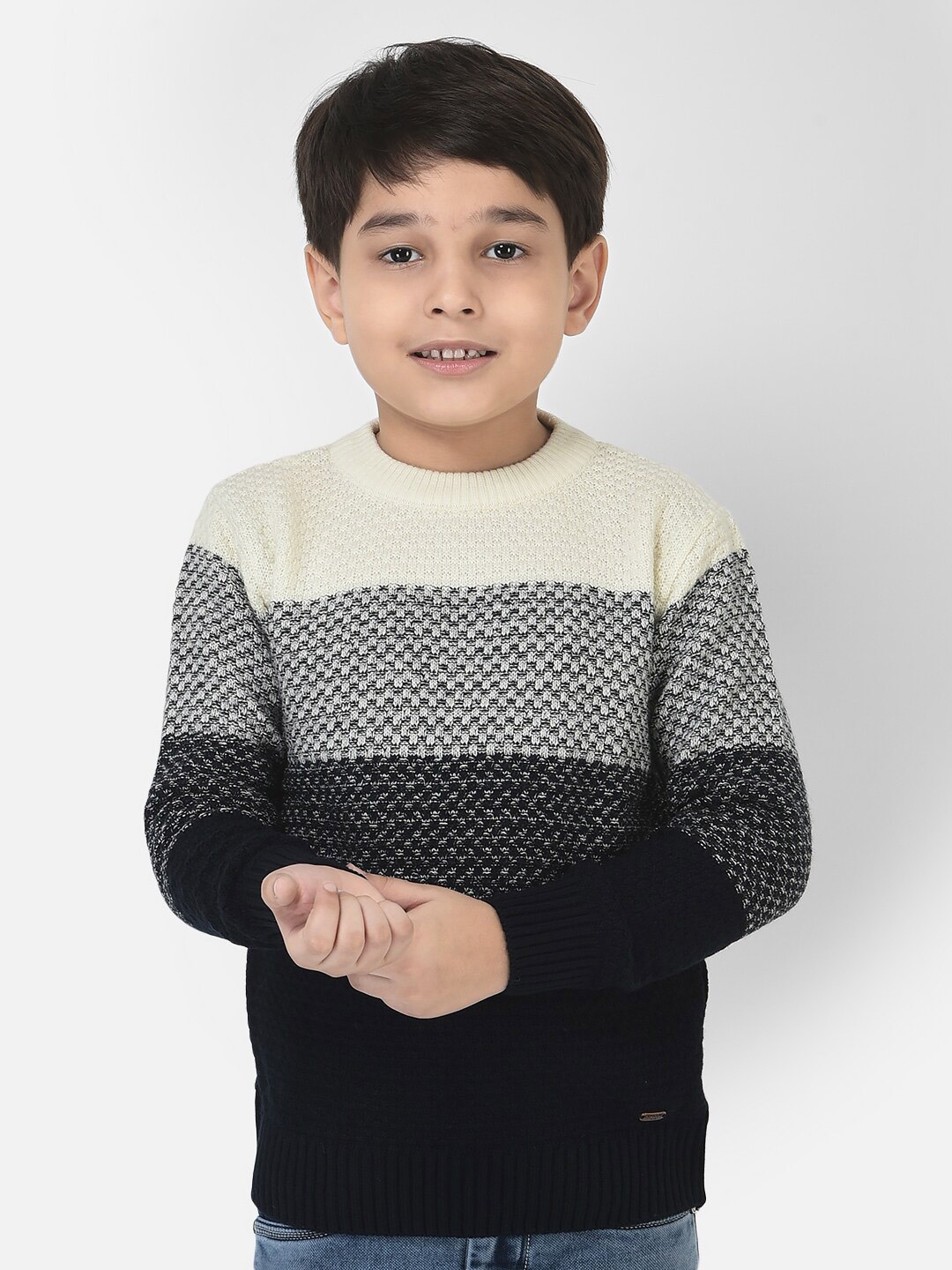 

Crimsoune Club Boys Black & Beige Colourblocked Pullover