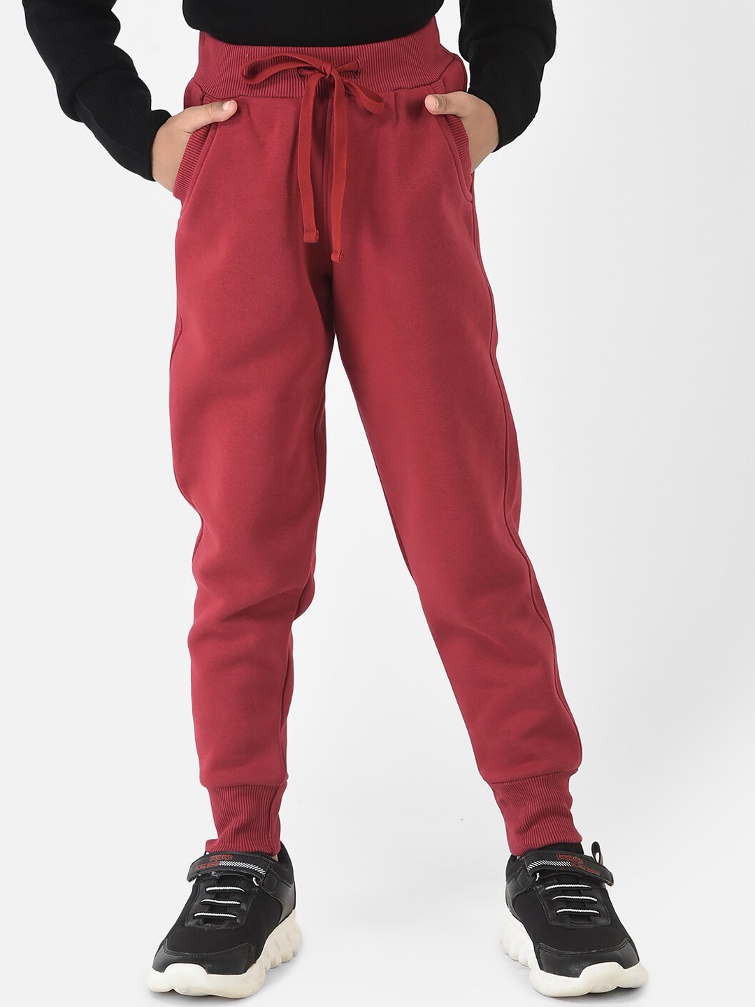 Crimsoune Club Girls Red Relaxed Joggers Trousers