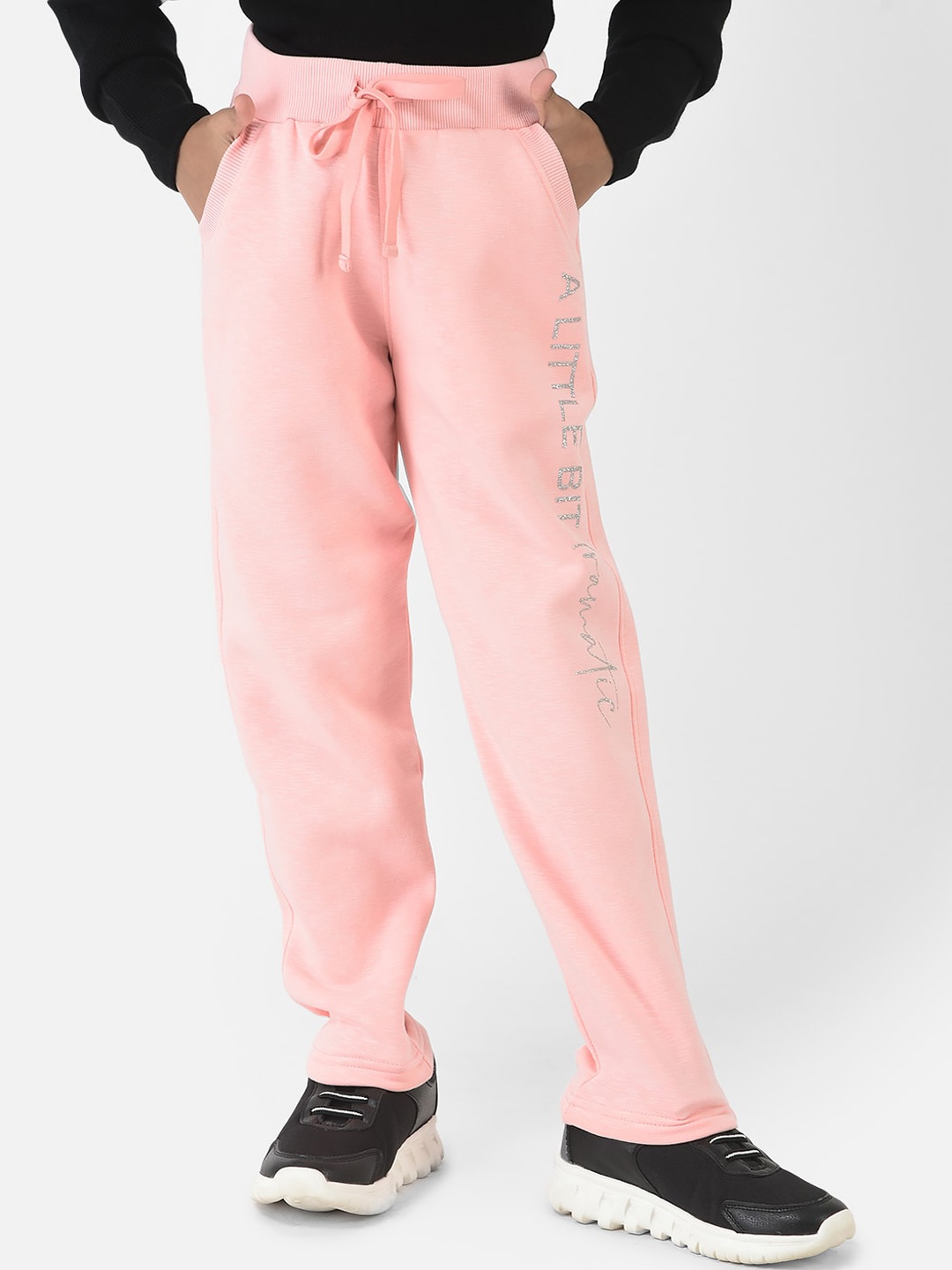 Crimsoune Club Girls Pink Solid Track Pants